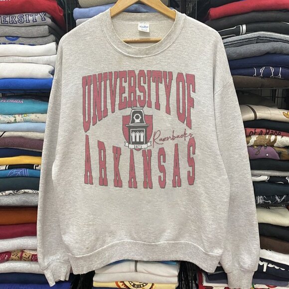 Vintage University of Arkansas Razorbacks Football Sweatshirt, Retro NCAA Shirt - Picture 1 of 2